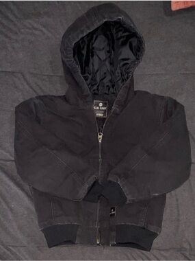 Black Hooded Puffer Jacket for Kids